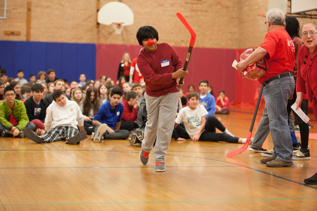 The Red Nose Rally included games to keep students moving and engaged. 