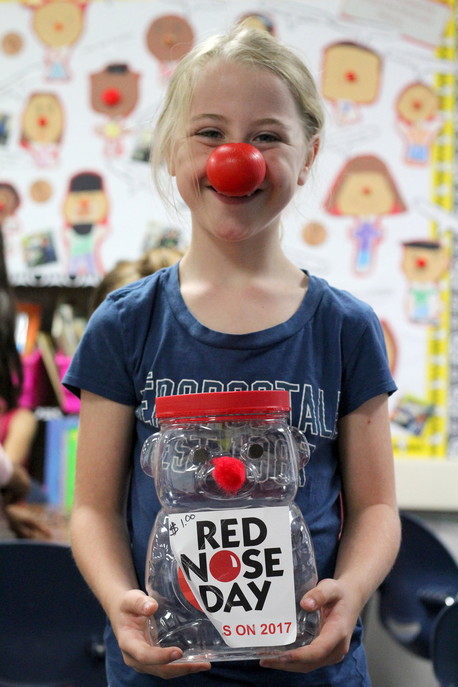 Hold a penny drive for Red Nose Day.